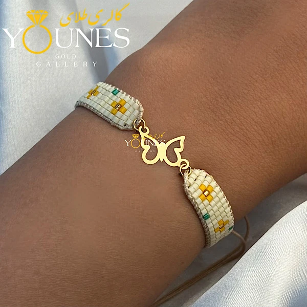 دستبند بند میوکی شاپرک لیزری طلا